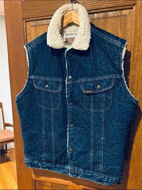 Vintage 80’s Roebucks Western Denim Sherpa Lined Vest